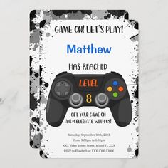 a video game controller birthday party card