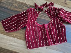 Blouse stitched - YesBlouse Opening - FrontPadded - NoBlouse size - 34 with inner margins expandable upto 40 For Blouse Size 32 alteration can be done on request. Fitted Long Sleeve Tops With Dori Work, Ethnic Sarees, Designer Blouse, Ethnic Fashion, Instagram Shop, Blouse Designs, Saree, Velvet, Design