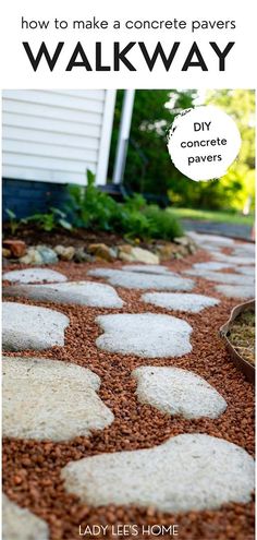 an image of a walkway made out of stones and gravel with the words how to make concrete paverss