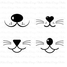 three cat's faces with different expressions