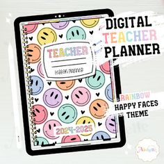 a digital teacher planner with smiley faces on it