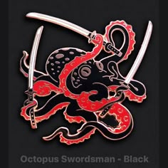 Black Samurai, Something New Is Coming, Japan Sushi, Enamel Pin Collection, Octopus Tattoo, Tatuaje A Color, Jacket Pins, Enamel Lapel Pin, Sticker Patches