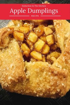 an apple dumpling is shown on the cover of this cook's recipe book