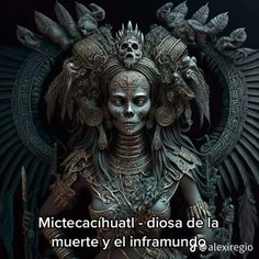 an image of a woman with skulls on her head and the caption in spanish