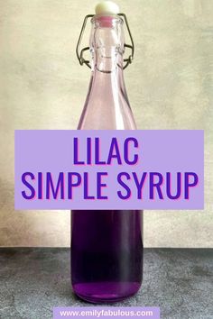 a bottle of homemade lilac simple syrup Syrup Bottle Ideas, Lilac Flower Recipes, Lilac Syrup Recipe, Lilac Simple Syrup, Lilac Recipes, Lilac Syrup, Homemade Recipe Books, Coffee Desserts