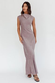 Shop the Maysa Cowl Back Maxi Dress Cloud | Selfie Leslie Cowl Neck Maxi Dress With Sleeves, Luxury Sleek Solid Color Maxi Dress, Faye Maxi Dress, Cloud Selfie, Shopping Wishlist, Selfie Leslie, Anniversary Dinner, Romantic Anniversary, Miami Wedding