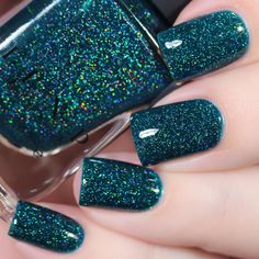 Teal Nail Designs, Nail Shimmer, Nail Polish Brands, Really Cute Nails, Colorful Nail Designs, Nail Designs Glitter