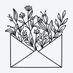 an envelope with plants inside it