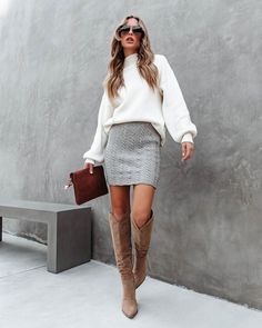 Just Cozy Enough Cable Knit Mini Skirt - Grey - SALE Oshnow Gray Tweed Skirt Outfit, Knitted Skirt For Fall, Casual Knit Mini Skirt For Fall, Casual Knit Mini Skirt For Winter, Casual Winter Knit Mini Skirt, Knit Mini Skirt For Fall, Winter Knit Mini Skirt, Fall Knit Mini Skirt, Fall Mini Knit Skirt