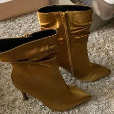 Hott!! Gold Boots!! Never Worn. Brand New Casual Gold Pointed Toe Boots, Gold Casual Boots For Party, Casual Gold Boots For Party, Short Western Boots, Madden Girl Boots, Black Heeled Ankle Boots, Tall Winter Boots, Gold Boots, Chelsea Ankle Boots