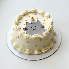 a birthday cake with a cat design on it