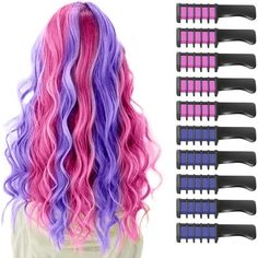 10 Pcs Hair Chalks for Girls Kids, Msdada Temporary Bright Coloured Hairspray for Kids Birthday Gifts for Girls Age 5 6 7 8 9 10-12 Hair Dye for Kids Easter Children's Day Gifts Cosplay(Pink&Purple), Kids Unisex, Size:Small Hair Dye For Kids, Splat Hair Color, Dyed Red Hair, Purple Rainbow, Hair Chalk, Bright Hair Colors, Children's Day Gift, Christmas Carnival, Temporary Hair Color