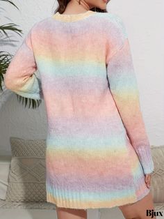 Bjux - Chic Gradient Cable Knit Sweater: Stylish Long Sleeve Top Ideal for Fall & Winter, Womens Fashion Multicolor Knit V-neck Cardigan, Cozy Multicolor V-neck Cardigan, Multicolor Soft Knit Crew Neck Sweater, Multicolor Crew Neck Soft Knit Sweater, Multicolor Stretch Sweater For Winter, Multicolor V-neck Sweater For Layering, Multicolor Casual Crew Neck Cardigan, Stretch Multicolor Winter Sweater, Casual Multicolor Crew Neck Cardigan