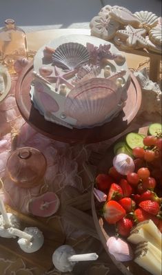 a table topped with lots of different types of food