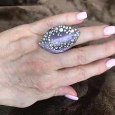 Alexis Bittar Hinged Lilac/Violet Color Lucite Ring In Sz 6.5 With Crystals. Worn Once. I Have A Matching Bracelet In My Closet. Bundle And Save! Alexis Bittar Jewelry, Alexis Bittar, Matching Bracelets, Hinges, Womens Jewelry Rings, Lilac, Violet, Women Jewelry, Crystals