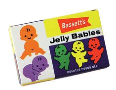 a box of jelly babies on a white background