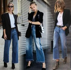 Size 42 Outfits, Wide Leg Jeans With Blazer Outfit, Smart Causal Outfits Women Evening, Wide Leg Jeans And Blazer Outfit, Wide Leg Crop Jeans Outfit, Wide Leg Cropped Jeans Outfit, Cropped Jeans Outfit, Capsule Wardrobe Women, Wide Leg Jeans Outfit