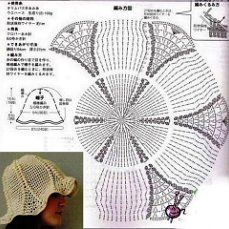 a crocheted hat is shown with instructions to make it