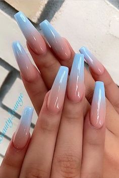 Acrylic Nails Coffin Ombre, Blue Ombre Nails, Ombre Acrylic, Simple Acrylic, Pink Ombre Nails, Blue Acrylic Nails, Ombre Acrylic Nails, Simple Acrylic Nails, Long Acrylic Nails Coffin