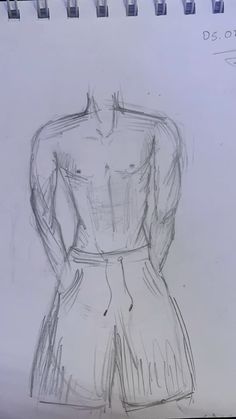 a drawing of a man's torso and shirt is shown in this sketchbook