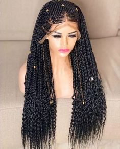 Faux Locs Wig, Full Lace Frontal, Single Braids, Lace Braid, Braided Cornrow Hairstyles, Box Braid Wig, Synthetic Lace Wigs, Braided Wig, Braid Hair