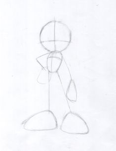 a drawing of a person standing in front of a white background