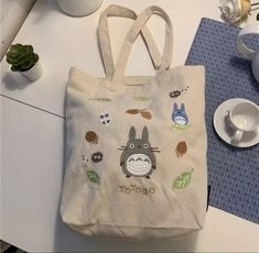 Anime Tote Bag Design, Totoro Messenger Bag, Studio Ghibli Tote Bag, Ghibli Tote Bag, Totoro Tote Bag, Anime Totoro, Anime Tote Bag, School Bags For Girls