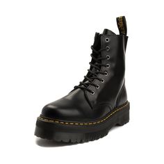 Dr. Martens Jadon Boot - Black - 573145 Streetwear Boots With Round Toe And Vibram Sole, Classic Combat Boots With Vibram Sole For Winter, Winter Streetwear Boots With Leather Sole, Leather Footbed Combat Boots With Round Toe For Streetwear, Leather Footbed Combat Boots For Streetwear, High-top Platform Boots With Leather Sole For Streetwear, High Ankle Platform Boots With Leather Sole For Streetwear, Classic High-top Combat Boots With Lug Sole, Leather Lug Sole Boots For Streetwear