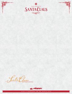 the santa claus menu is shown in red and white, with gold trimmings