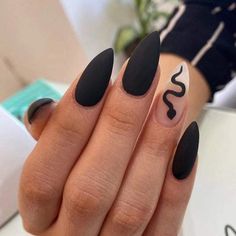 Halloween Acrylic Nails, Black Acrylic Nails, Simple Acrylic, Polish Nails, Simple Acrylic Nails, Nail Swag