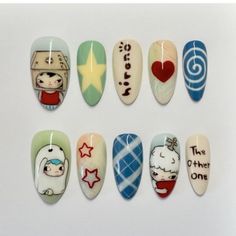 Ponyo Inspired Nails, Shin Chan Nails, Juminocore Nails, Badtz Maru Nails, Pucca Nails, Character Art Nails, Manhwa Nails, Shoujo Nails, Moomin Nails