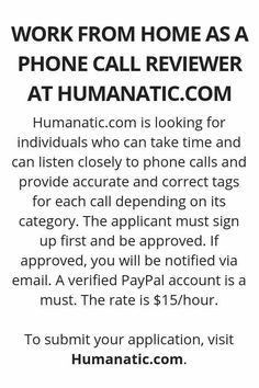 an advertisement with the text work from home as a phone call retriever at humantic com