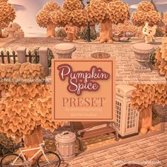 there is a sign that says pumpkin spice preset