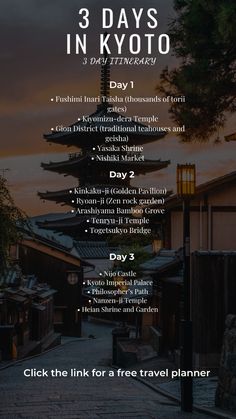 the 3 days in tokyo itiner list is shown with information about its attractions and destinations