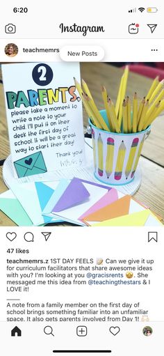 the instagram page on instagram com shows an image of pencils in a cup