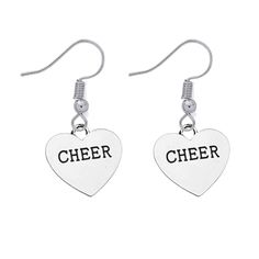 Cheer Heart Charm Earrings Cheer Earrings, Cheer Jewelry, Cheer Coach Gifts, Cheer Spirit, Cheerleading Gifts, Cheer Coaches, Cheer Gifts, Cheer Team, Heart Dangle Earrings