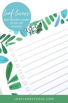 a to do list with leaves on it and the words leaf lover's best selling luxury