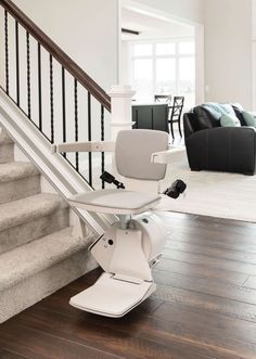 a stair lift in the middle of a living room