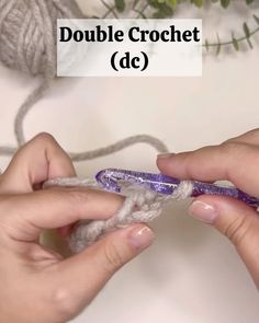 two hands are crocheting together to make a double crochet edging