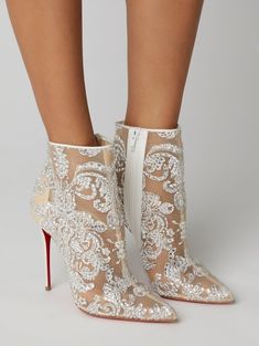 Bride Boots, Trendy High Heels, Bridal Boots, Wedding Boots, Wedding Shoes Lace, Wedding Shoes Bride, Red Louboutin, Fancy Shoes, Lorenzo Serafini