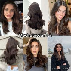 Medium Long Haircuts For Fine Hair, Different Brunette Shades, Dark Amber Brown Hair, Neutral Warm Hair Colors, Mocha Brown Hair Color With Highlights, Dark Mocha Brown Hair Color, Brown Mocha Hair Color, Different Shades Of Brunette Hair, Cool Mocha Brown Hair