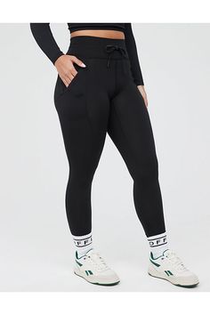 THE LOOK: Smooth & warm./THE FEEL: Cozy & brushed on the inside./THE MOVES: For the slopes & anywhere else you might need a warm up./Accessibility deets: Tagless label to minimize irritation & maximize comfort! Aerie Clothing, Offline By Aerie, Pocket Leggings, Yoga Pants, Women's Jeans, American Eagle Outfitters, American Eagle, Women Jeans, Leggings