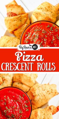 pizza crescent rolls with marinara sauce and parmesan cheese