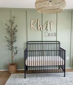 a baby crib in the corner of a room