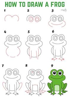 how to draw a frog for kids with step by step drawing instructions and printable pictures