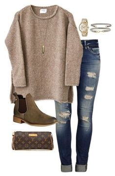 Casual Winter Outfits, 가을 패션, Winter Sweaters, Fall Winter Outfits, Sweater Fashion, Outfits Casuales, Ripped Jeans, Look Fashion