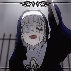 an animated image of a nun holding her hands up