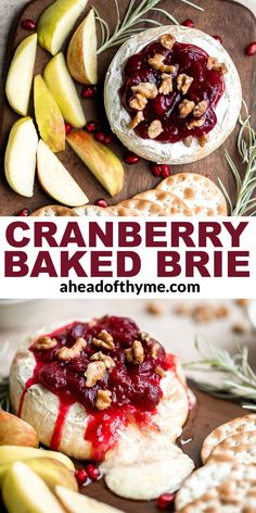 cranberry baked brie with apples and crackers