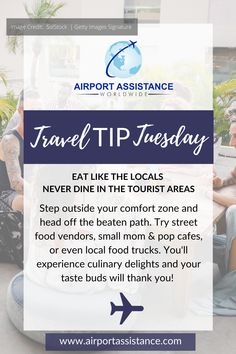 people sitting around a table with the words travel tip tuesday