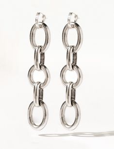 Goddess Jewelry Silver Devon Chain Earrings Modern Oval Link Chain Earrings, Silver Chain Hoop Earrings As Gift, Chunky Chain Link Earrings, Silver Link Sterling Silver Earrings, Silver Sterling Link Earrings, Metal Dangle Box Chain Jewelry, Sterling Silver Drop Earrings With Chain Detail, Silver Link Earrings For Everyday, Everyday Silver Link Earrings